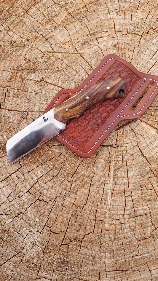 Range hand desert ironwood with mirror polish, pancake sheath